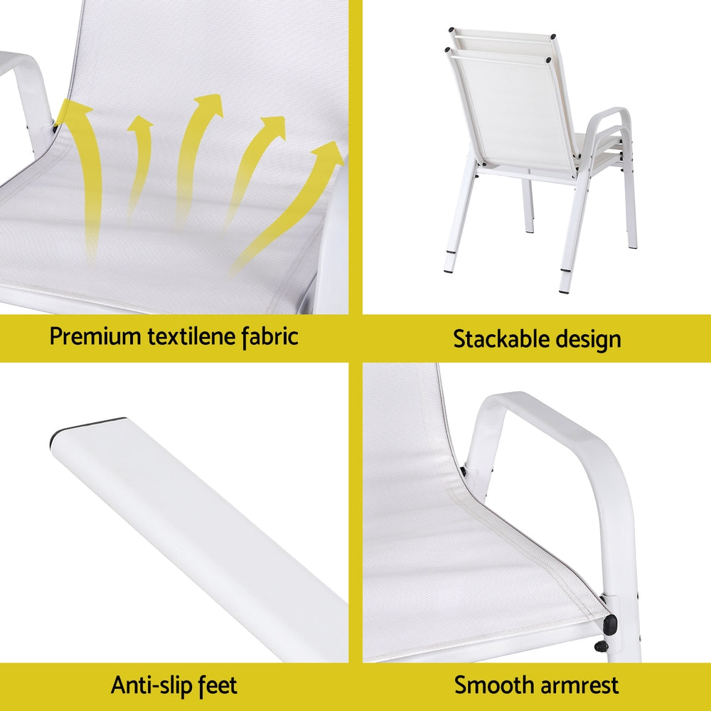 White chair with features highlighted on a white background