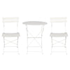 A Gardeon 3PC Outdoor Bistro Set consisting of a folding Steel Table and two folding Chairs facing forwards in White and set on a white background.