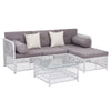 Outdoor furniture set with a sectional sofa and coffee table on a white background
