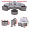 Outdoor furniture set with dimensions labeled on a white background