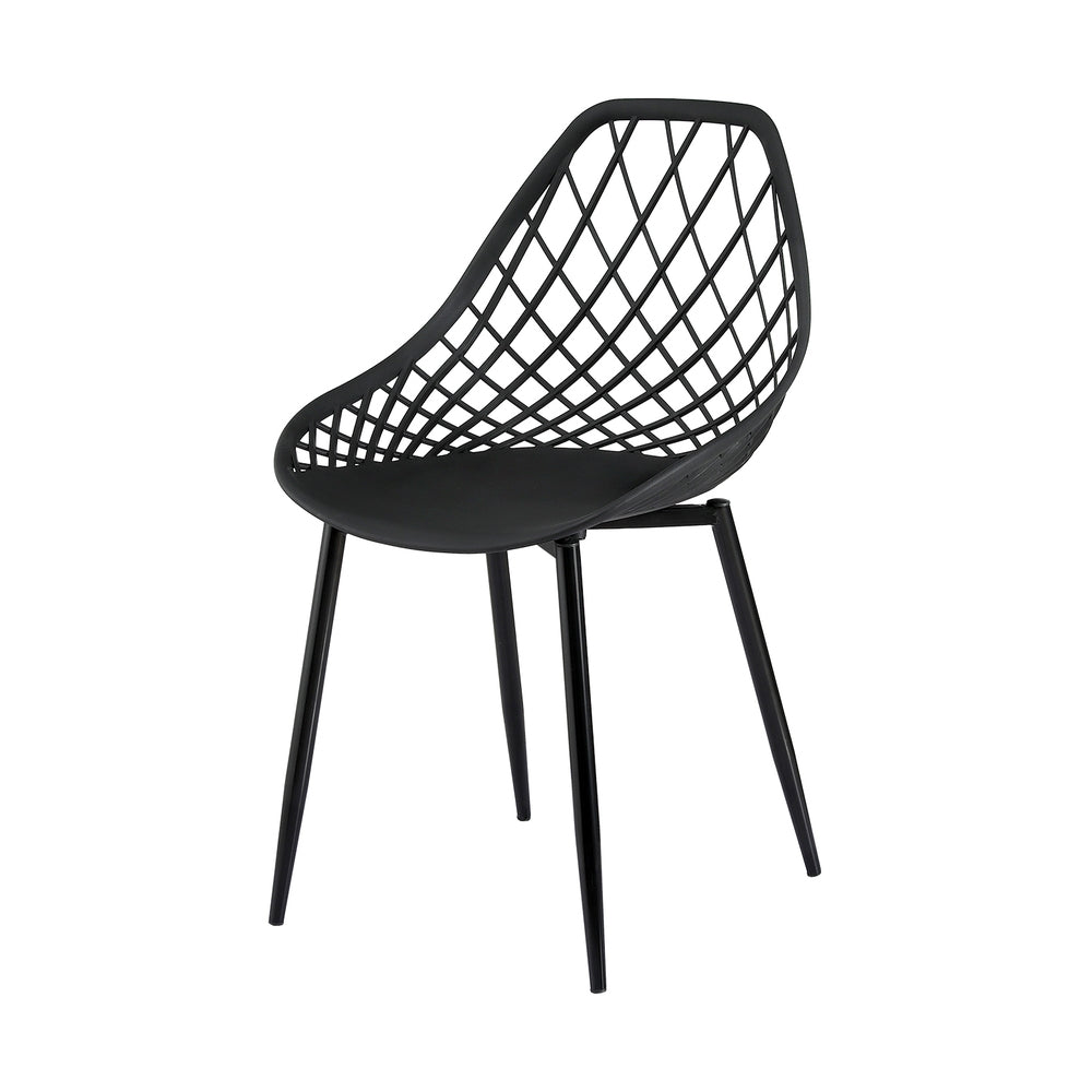 Black chair with a modern design on a white background
