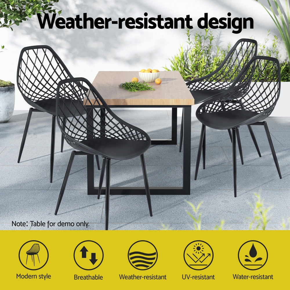 Outdoor dining set with weather-resistant design on a patio