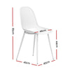 A Gardeon Outdoor Dining Chair in White showing its measurements and set in a white background.