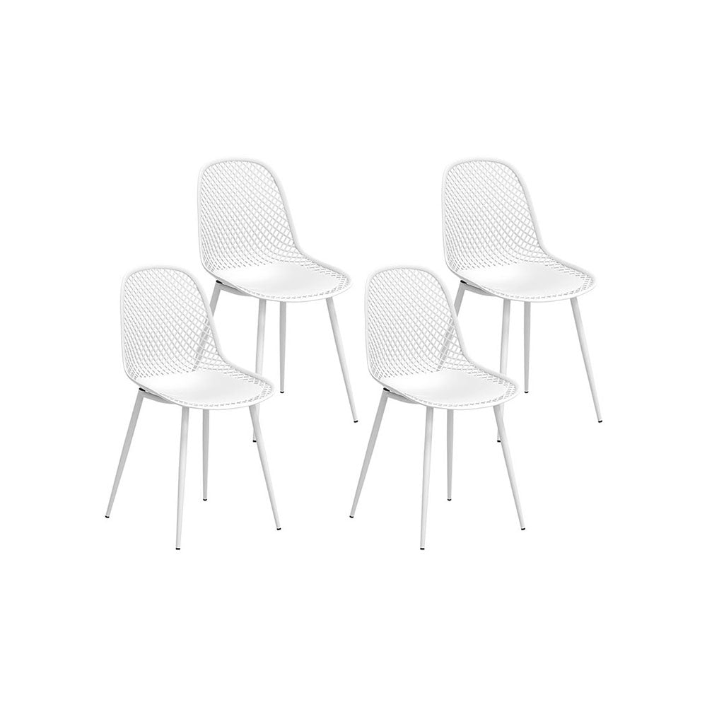 Gardeon 4PC Outdoor Dining Chairs in White and set in a white background.