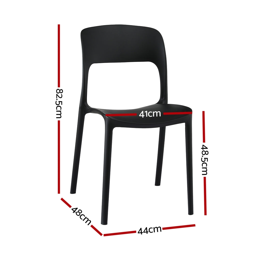 Black chair with dimensions marked on a white background