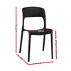 Black chair with dimensions marked on a white background