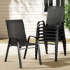 Set of black outdoor chairs on a patio