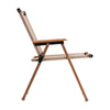 Side view of a Gardeon portable folding beach chair made of steel with a beige oxford fabric seat, on a white background.