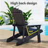 Black Adirondack chair with high back design by a poolside