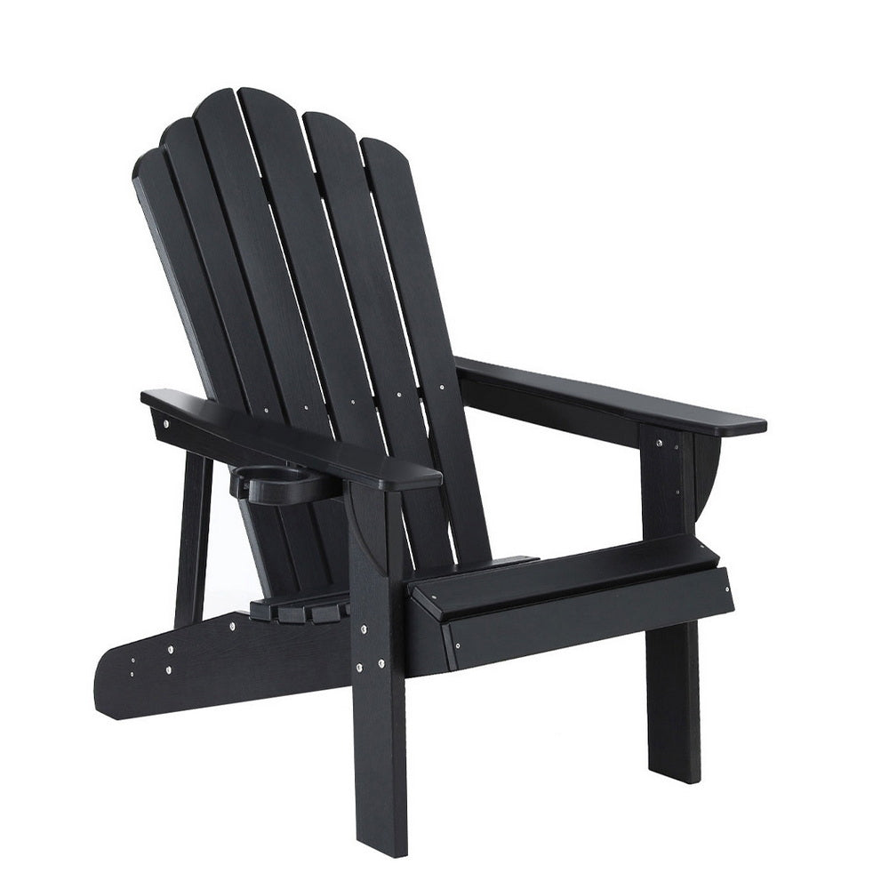 Black Adirondack chair on a white background