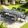 Outdoor dining set with 8-seater capacity on a patio