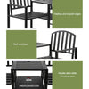 A 3-way split image showing close-up images of parts of a bench seat showcasing it is well ventilated, has smooth and flawless edges and a double deck table.