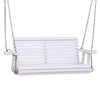 White wooden swing with chains on a white background