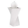 A cream-colored, twist design solar-powered fountain with a ball on top and LED lights, intended for outdoor garden use.