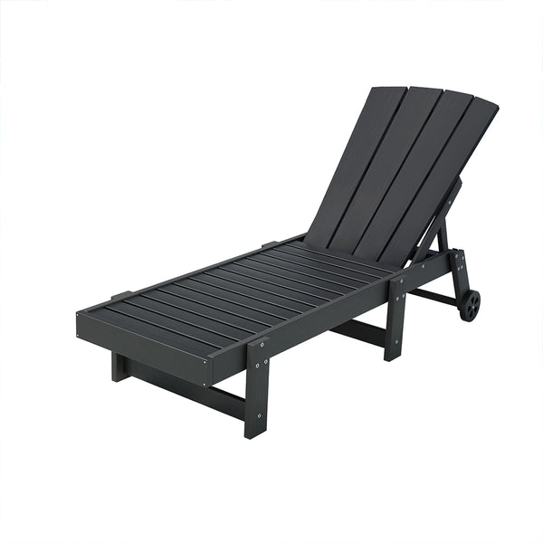 Black outdoor lounge chair on a white background
