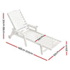 White lounge chair with dimensions marked on a white background