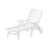 A white Gardeon folding sun lounger with wheels, in a reclined position on a white background.