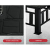 2-way split close-up images of the table from a 2-in-2 firepit, showcasing its durable colourfast tiles and stable legs.
