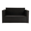 Black wicker outdoor sofa on a white background