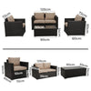 Dimensions of outdoor furniture set with wicker chairs and sofa