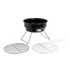 Portable grill with two metal grates on a white background.