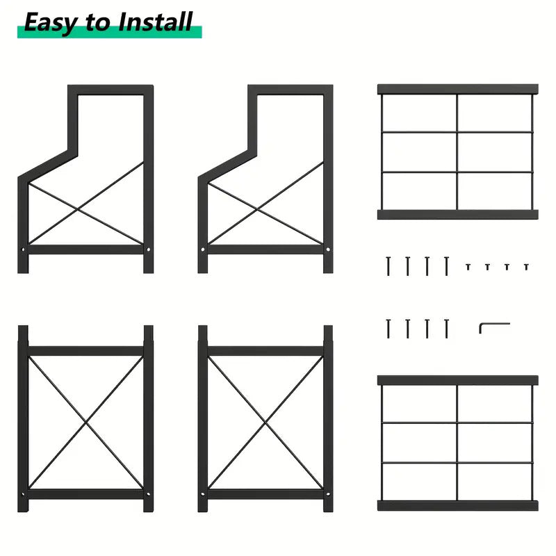 Diagram of log rack holder with text 'Easy to Install' on a white background