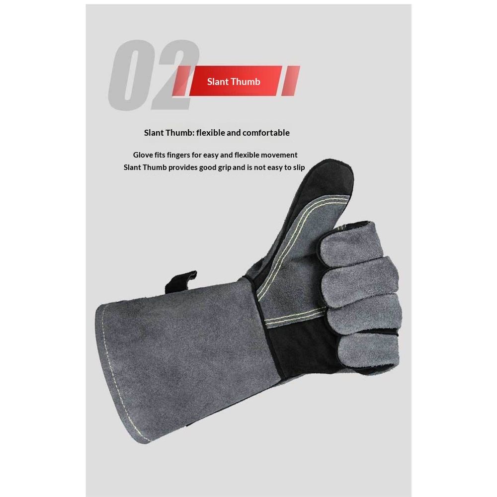 Gray glove with black thumb on a white background