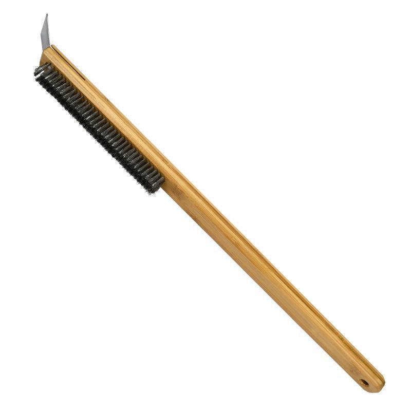 Wooden brush with metal bristles on a white background