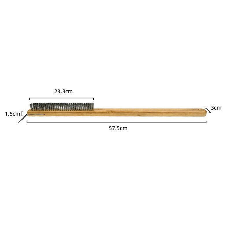 Bamboo brush with measurements on a white background