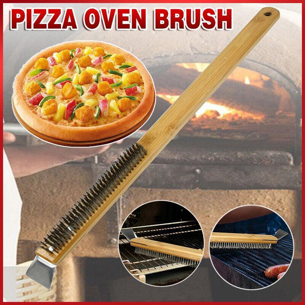 Pizza oven brush with pizza and oven background