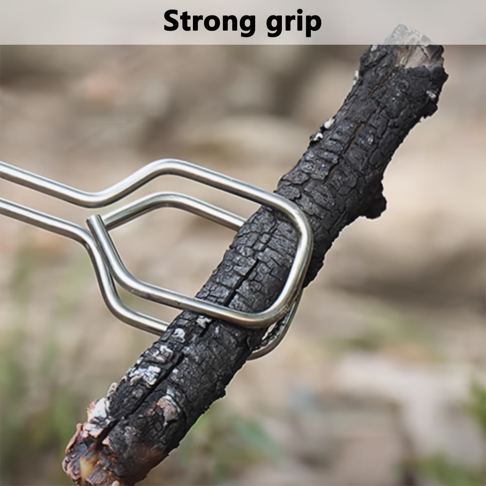 Metallic tool with a strong grip on a branch, emphasizing durability.