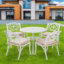 Load image into Gallery viewer, Marco Cast Aluminium 5 piece white Outdoor Setting in garden