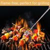Skewers with vegetables being grilled on a flame-free grill.