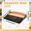 Cleaning brush with wooden handle and black bristles, shown with measurements on a white background.