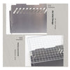 Metal air inlet design with grid pattern on a light gray background