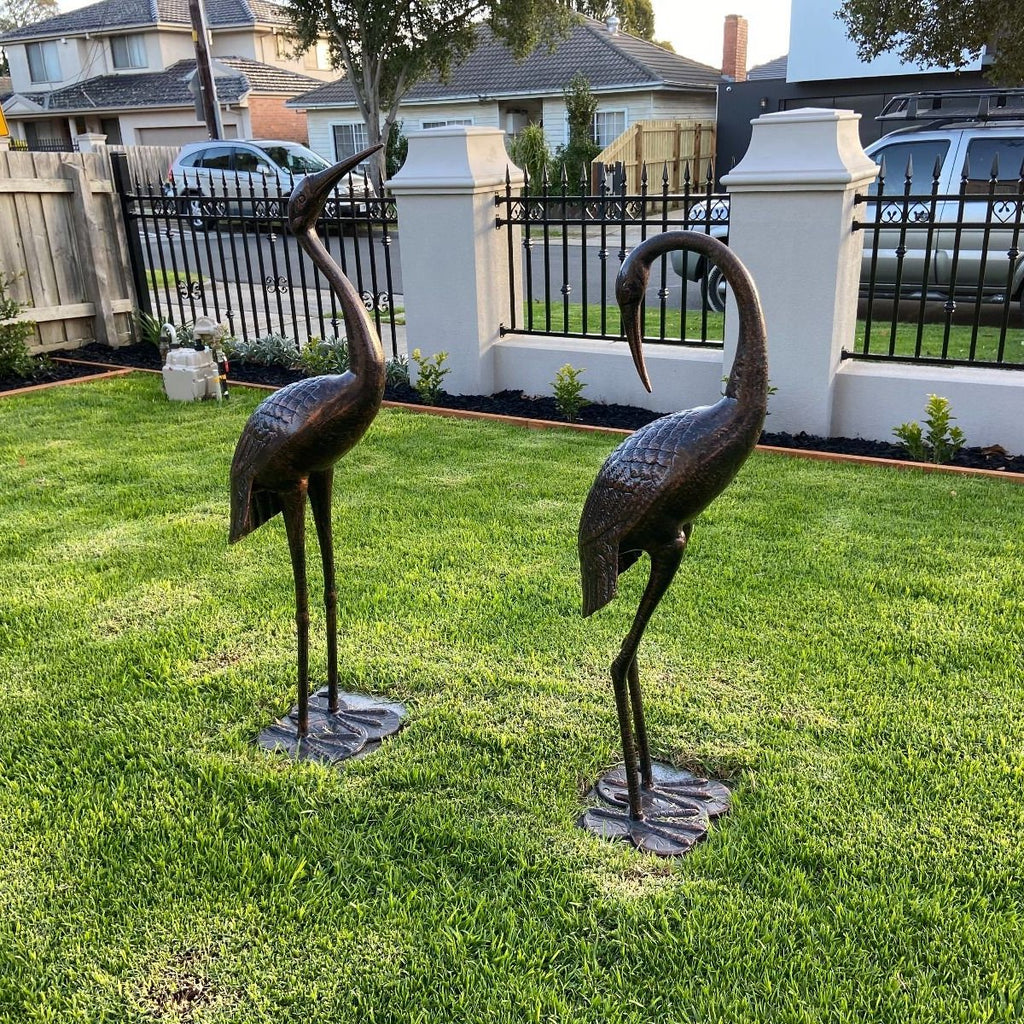 Niles & Frasier Pair of Garden Ornamental Cranes  show casing someone's front garden