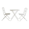 White metal outdoor table and chairs on a white background