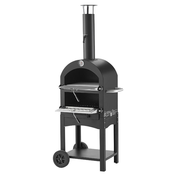 Black outdoor barbecue grill on a white background