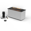 Modern outdoor fire pit with accessories on a white background
