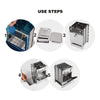Step-by-step guide on using a metal grill with images and text labels.