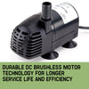 A submersible water pump designed for garden use. The pump is cylindrical and black.