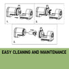 Diagrams showing how to pull apart water pump for cleaning and maintenance.
