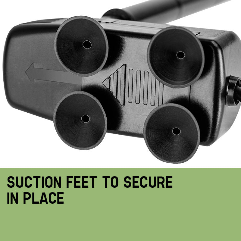 The underneath of a water pump showcasing its rubber suction feet