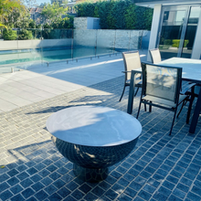 Load image into Gallery viewer, Stainless Steel Fire Pit Lid on the Goblet fire pit in a patio setting
