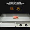 Stainless steel cooking top with thick food grade stainless steel surface, showing 8mm thickness and durability.