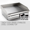 Stainless steel cooking top with splash guard on a white background
