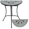Decorative half-circle table with mosaic top on a white background