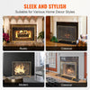 4 different Fireplace screen images in rustic, classical, modern, and classical styles with text 'Sleek and Stylish' and 'Suitable for Various Home Decor Styles'.