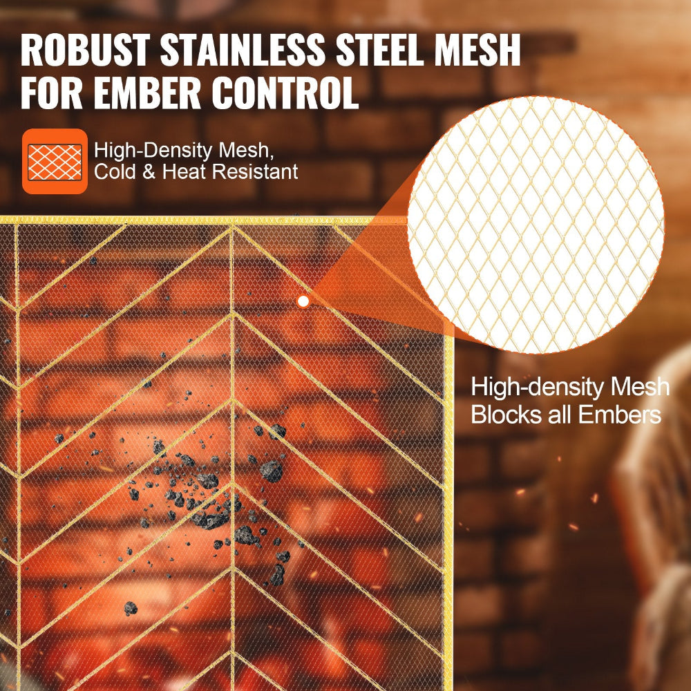 Robust stainless steel mesh for ember control with high-density mesh detail.