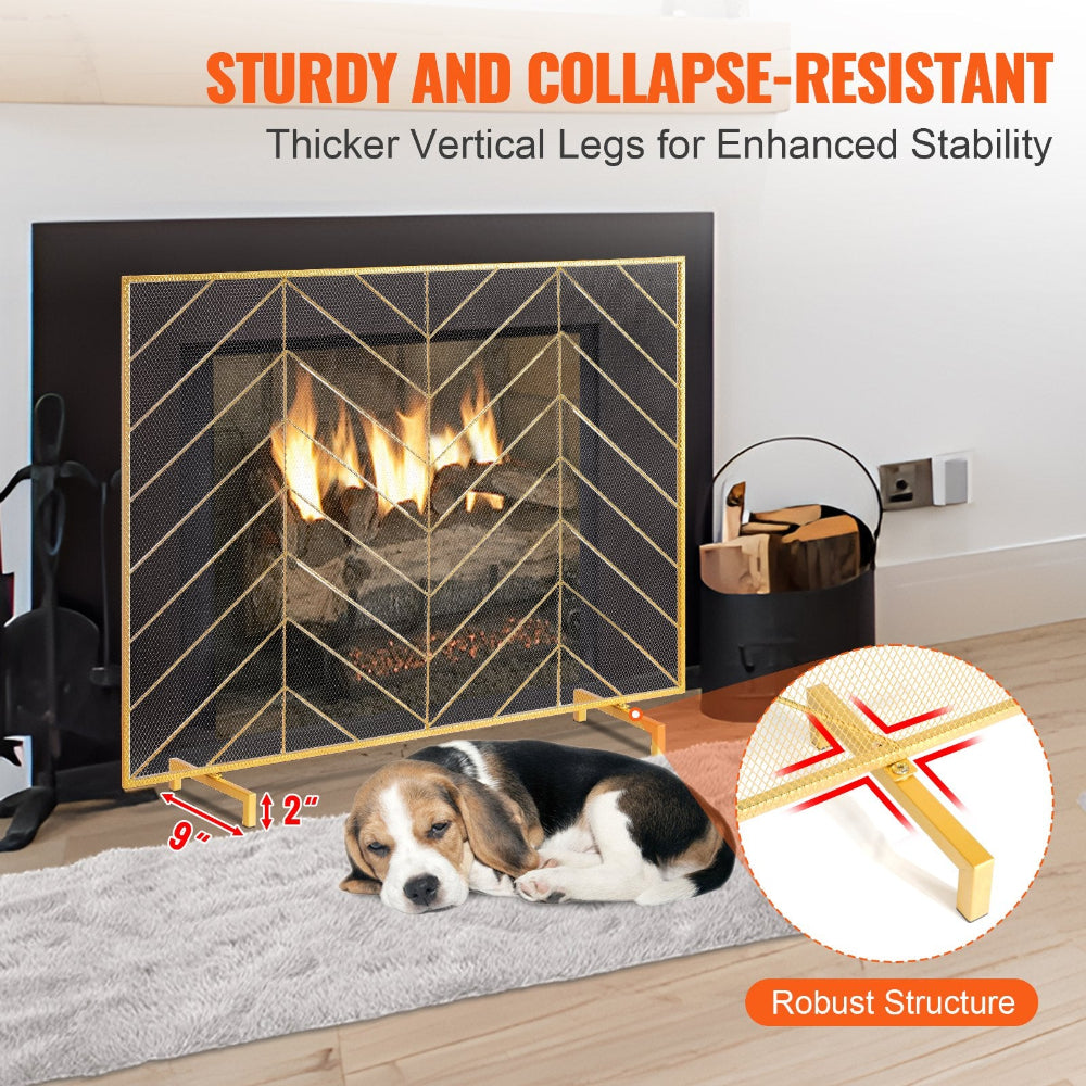 Fireplace with a dog lying on the floor, highlighting sturdy and collapse-resistant design.